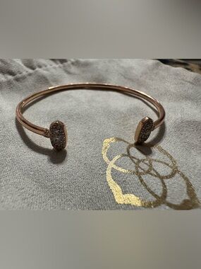 Kendra Scott Grayson Rose Gold Cuff Bracelet in White Crystal